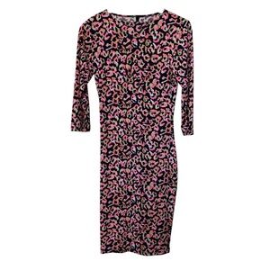 GoodTime USA Women's Navy Pink Leopard Print Knee Length Dress M Party/Cocktail